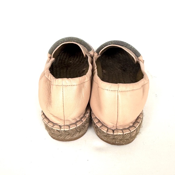 Brunello Cucinelli Light Beige Monili Leather Flat Espadrilles 38.5 8.5 - Picture 7 of 12